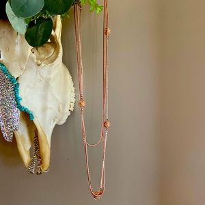 Rose gold and crystal long necklace